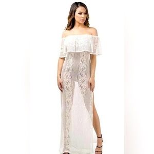 White Crochet Maxi Dress Sz M
